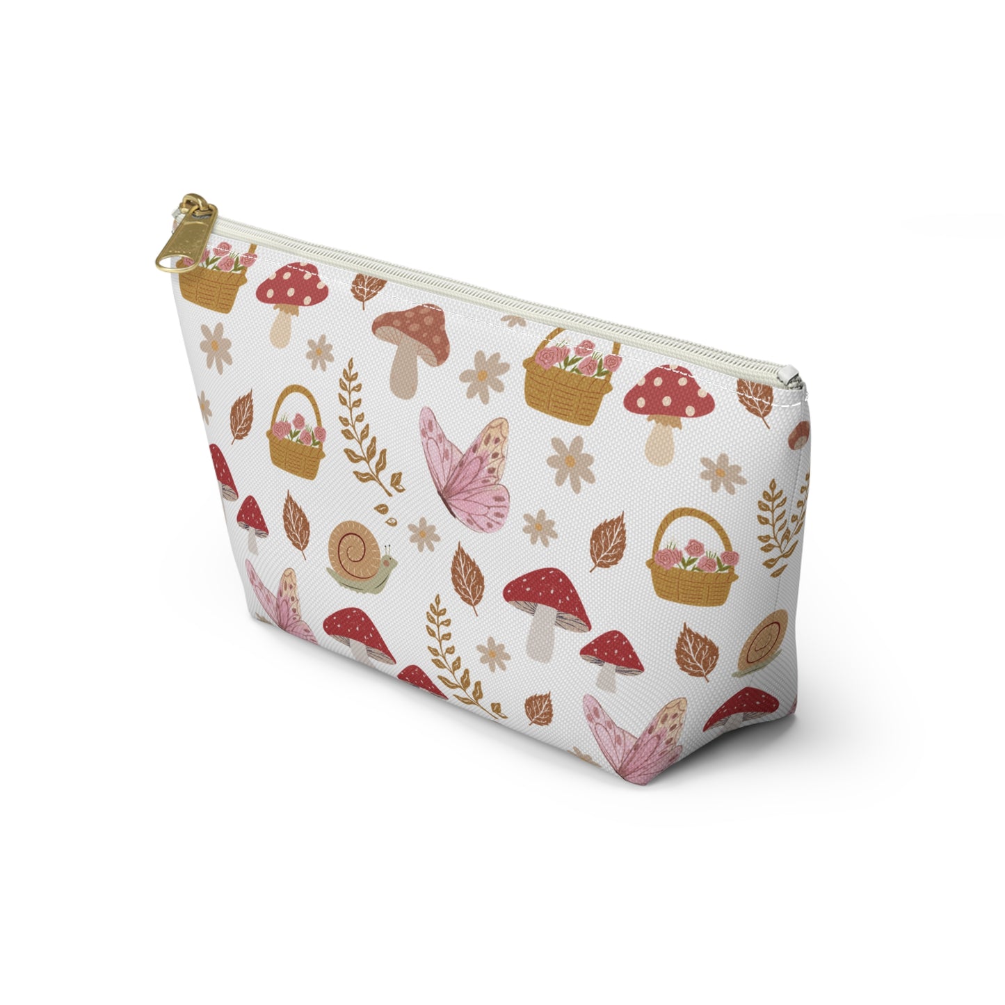 Warm Cottagecore Dream Accessory Pouch with T-bottom Pretty Woodsy Spring Pouch for Makeup Small Bag for School Supplies Butterfly Zipper Pouch