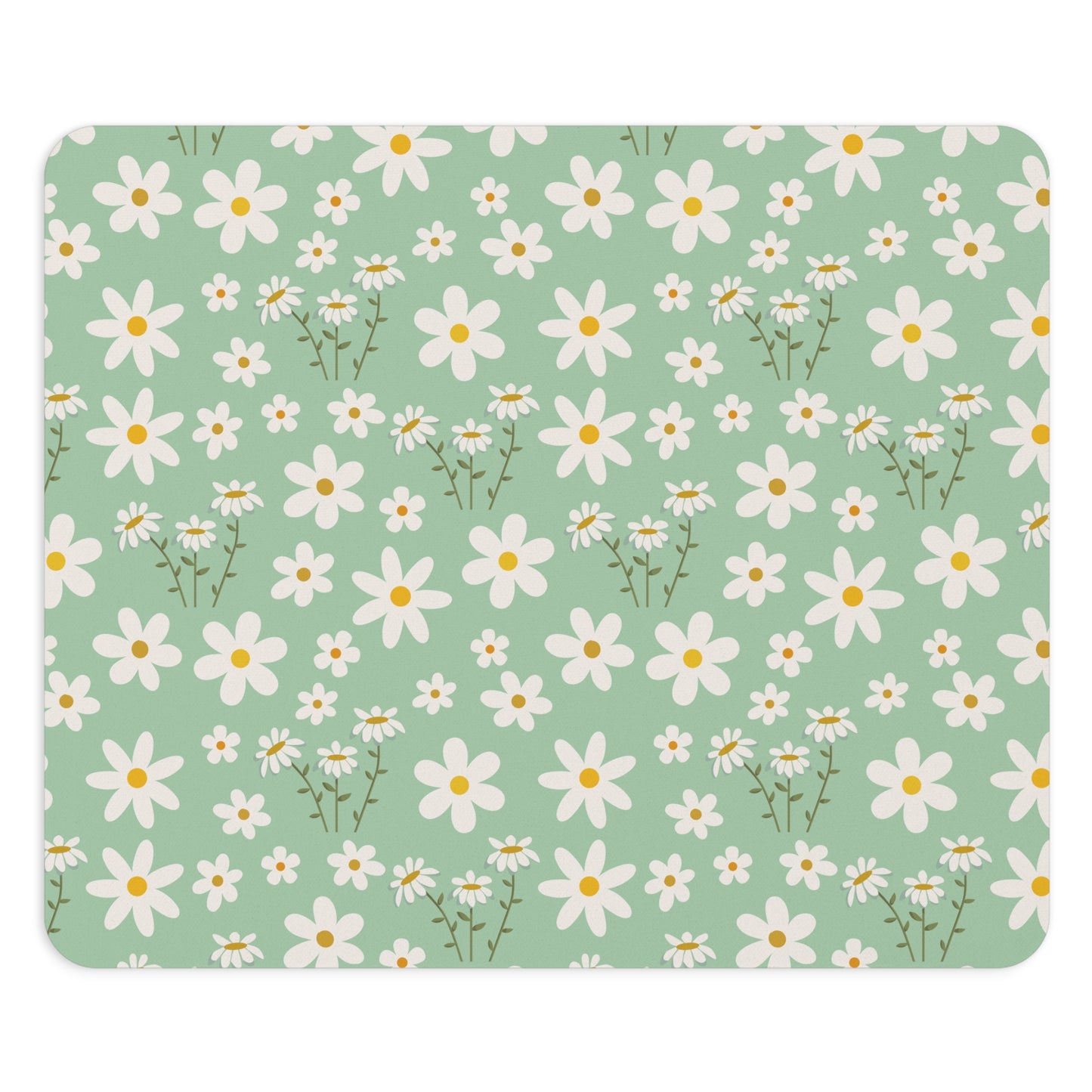 Mint Daisy Delight Mousepad Spring Green Floral Desk Mat Sage Green Daisies Mouse Pad