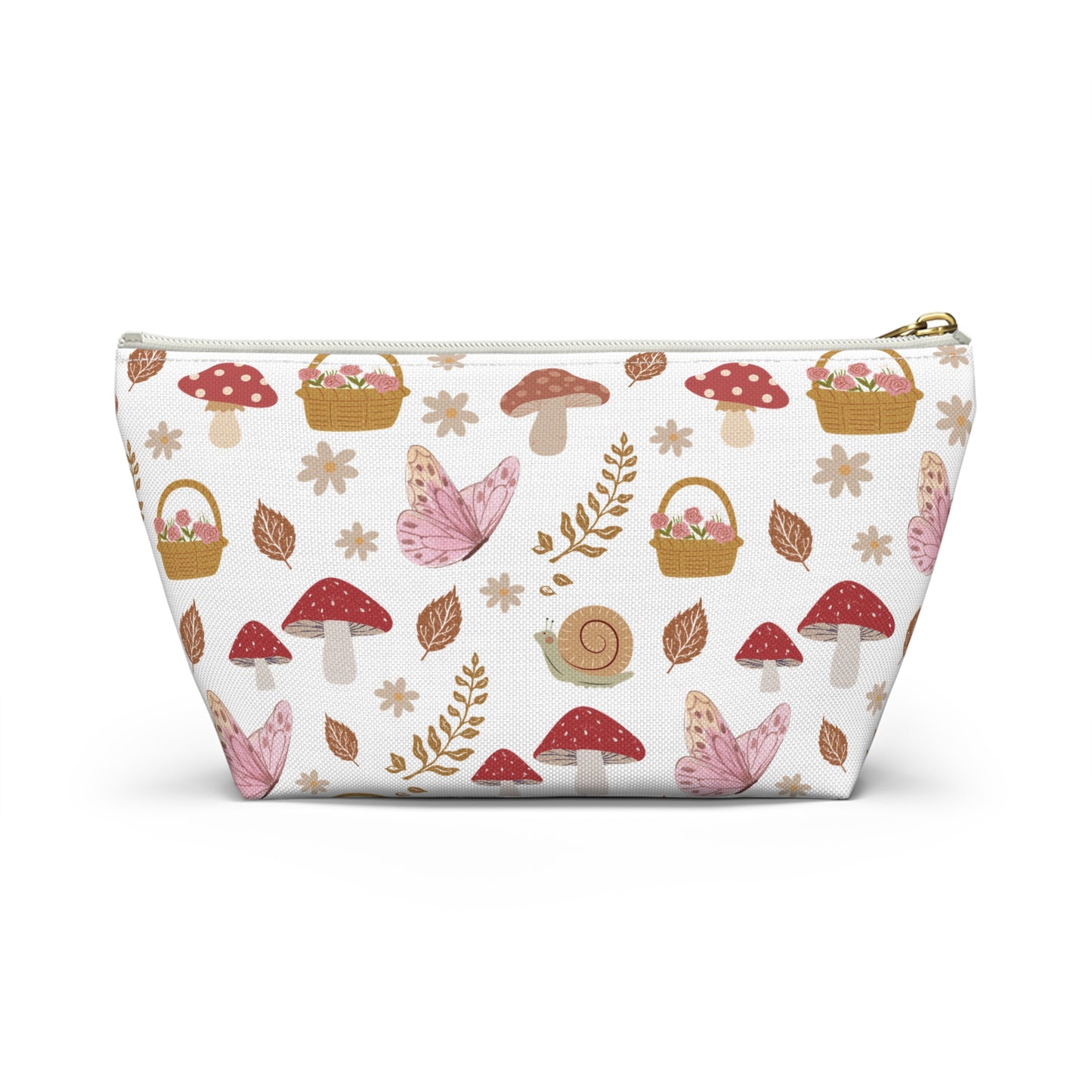 Warm Cottagecore Dream Accessory Pouch with T-bottom Pretty Woodsy Spring Pouch for Makeup Small Bag for School Supplies Butterfly Zipper Pouch