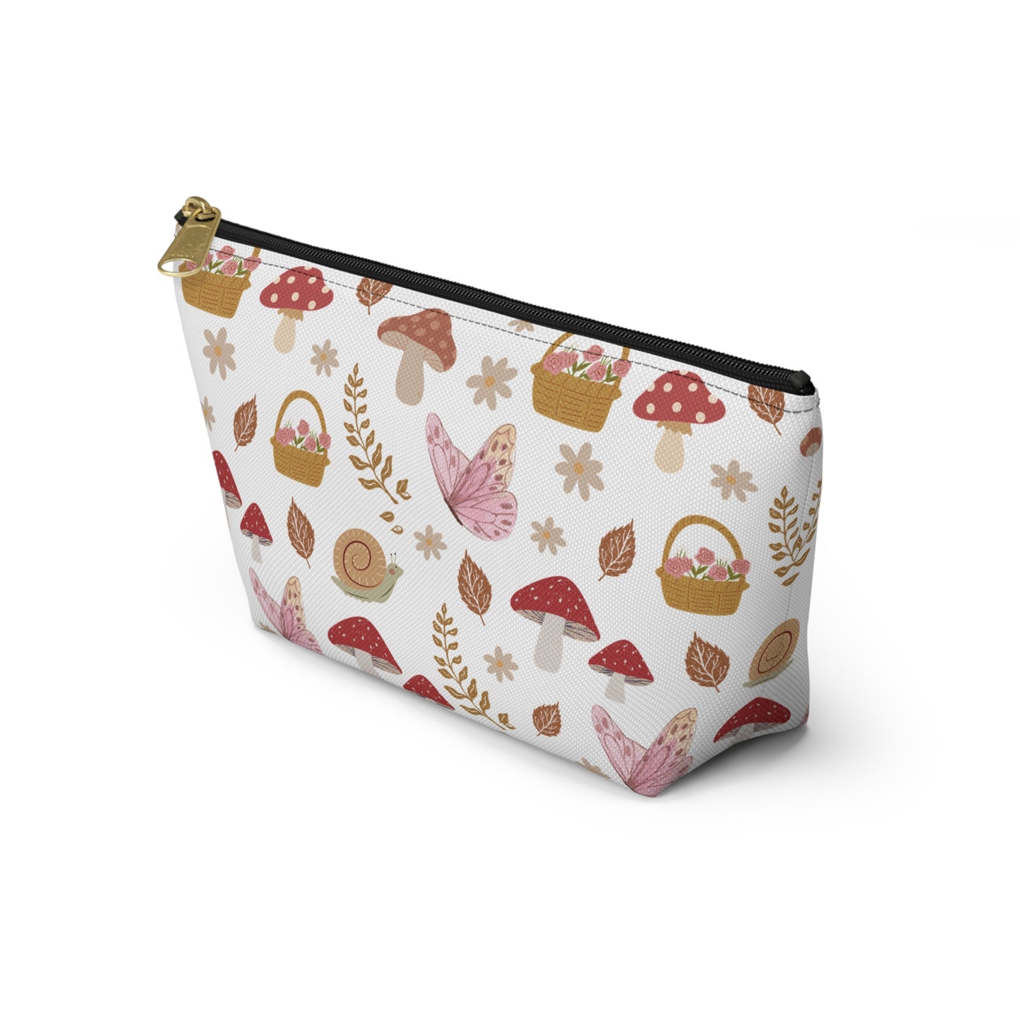 Warm Cottagecore Dream Accessory Pouch with T-bottom Pretty Woodsy Spring Pouch for Makeup Small Bag for School Supplies Butterfly Zipper Pouch