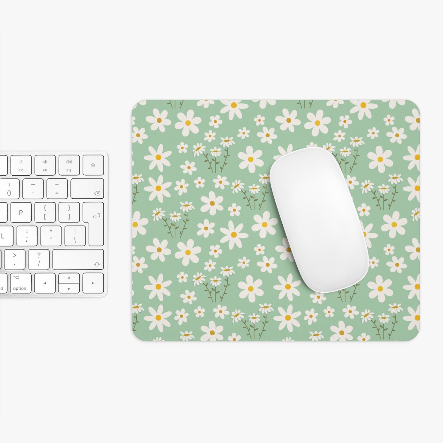 Mint Daisy Delight Mousepad Spring Green Floral Desk Mat Sage Green Daisies Mouse Pad