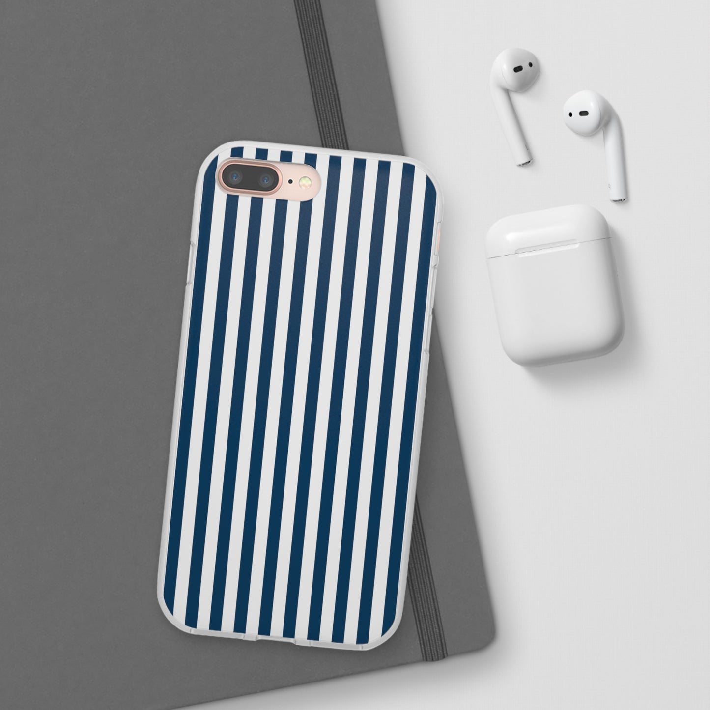 Navy Blue Stripes Flexible Phone Case iPhone Case Samsung Galaxy - Phone Case - Kristine Celestine