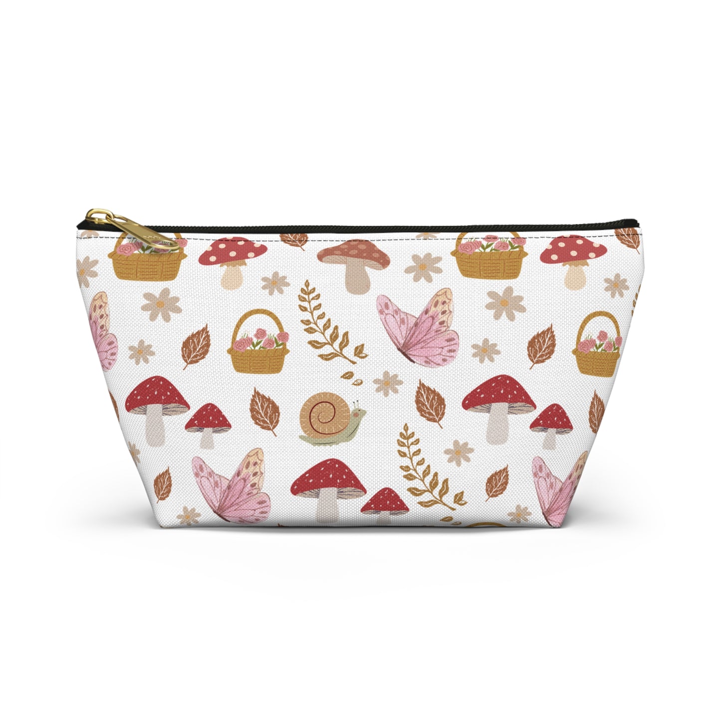 Warm Cottagecore Dream Accessory Pouch with T-bottom Pretty Woodsy Spring Pouch for Makeup Small Bag for School Supplies Butterfly Zipper Pouch