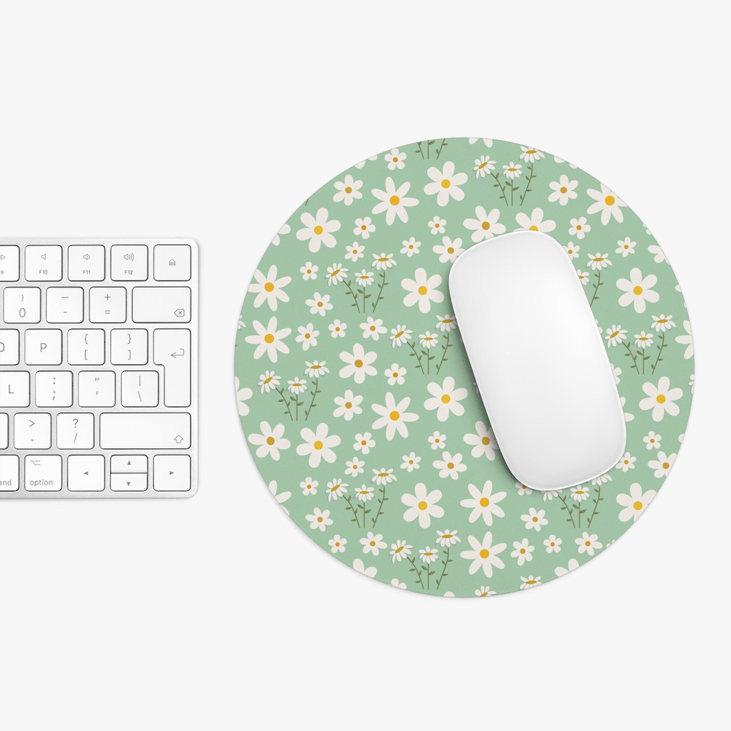 Mint Daisy Delight Mousepad Spring Green Floral Desk Mat Sage Green Daisies Mouse Pad