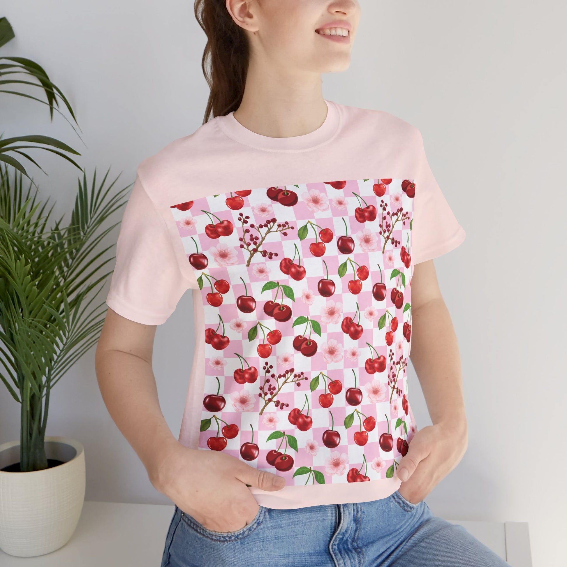 Cherry Checkerboard T - Shirt - T - Shirt - Kristine Celestine