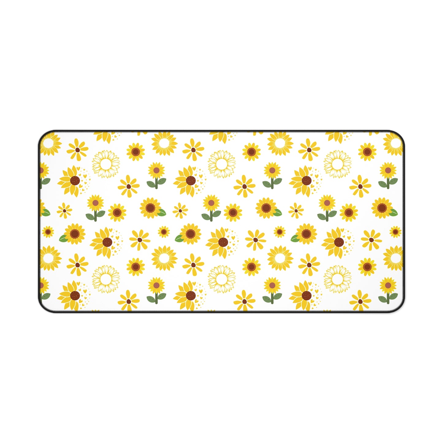 Sunflower Burst Desk Mat Summer Flower Computer Mat Yellow Floral Office Mat