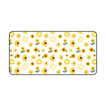 Sunflower Burst Desk Mat Summer Flower Computer Mat Yellow Floral Office Mat