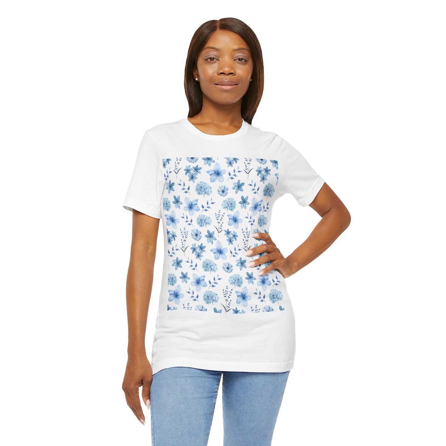 Snowy Blue Flowers T-Shirt