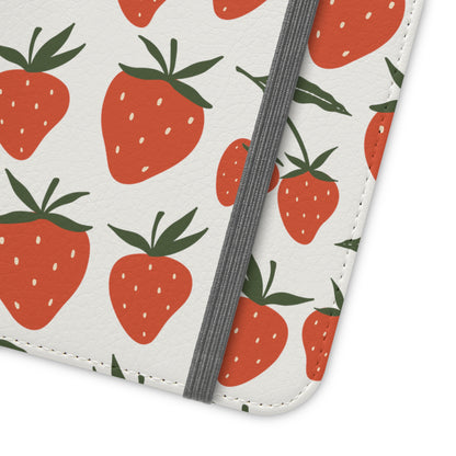 Tropical Strawberry Flip Phone Case Cover with Pockets - Phone Case - Kristine Celestine