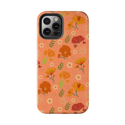 Coque de téléphone résistante Coral Peach Meadow pour iPhone et Samsung Galaxy