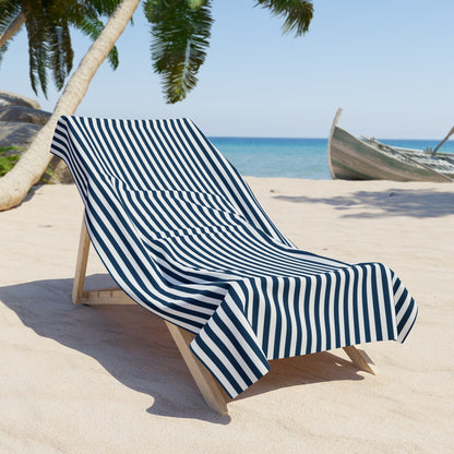 Navy Blue Stripes Beach Towel