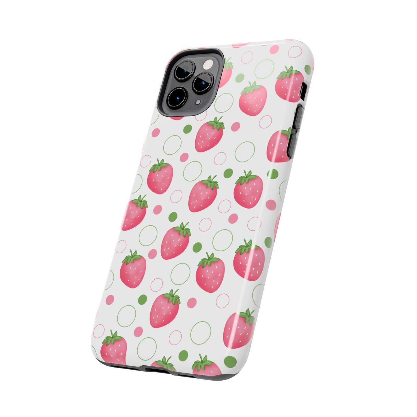 Pink Strawberry Bubbles Tough Phone Case for iPhone and Samsung Galaxy