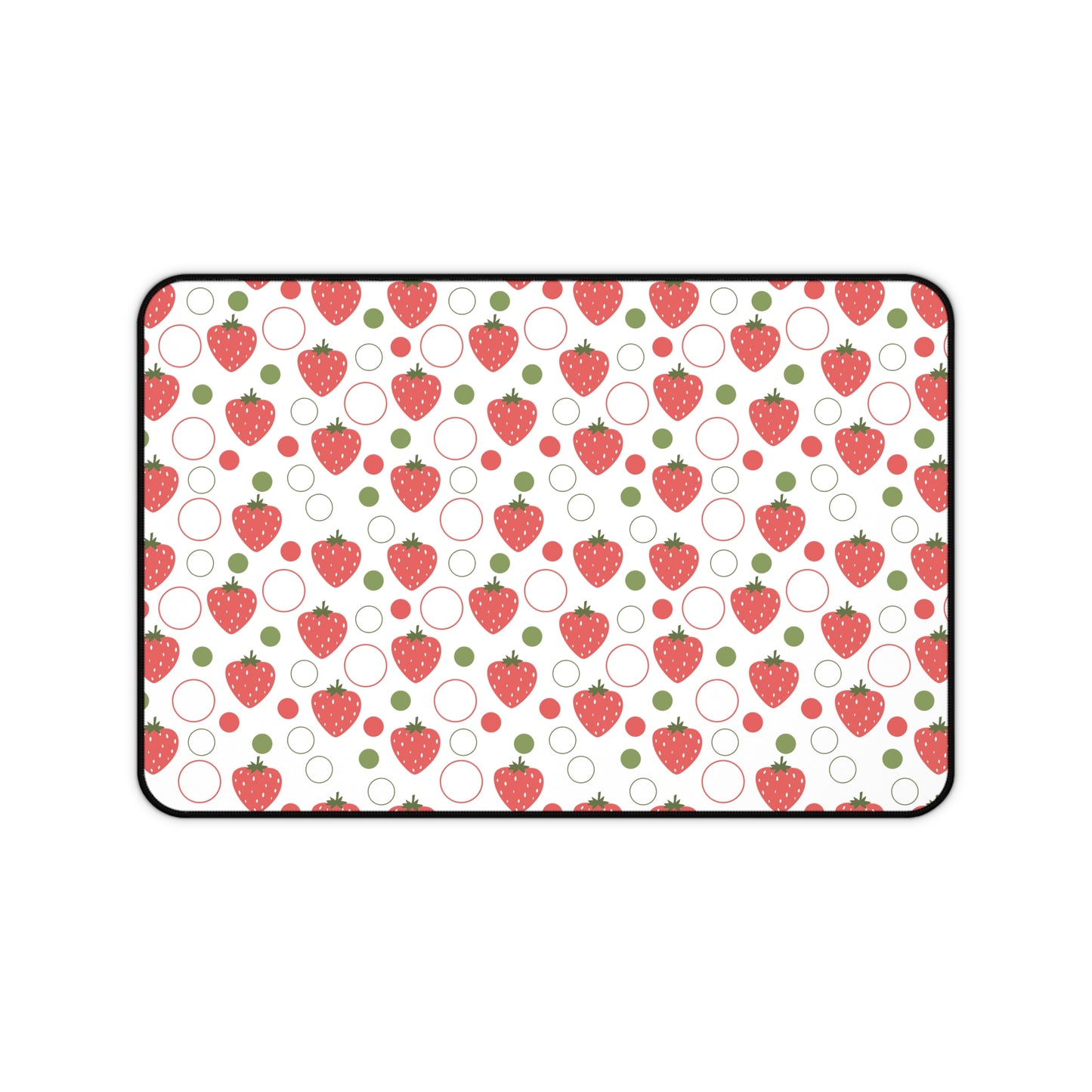 Red Strawberry Bubbles Desk Mat Fruity Red Strawberries Computer Mat