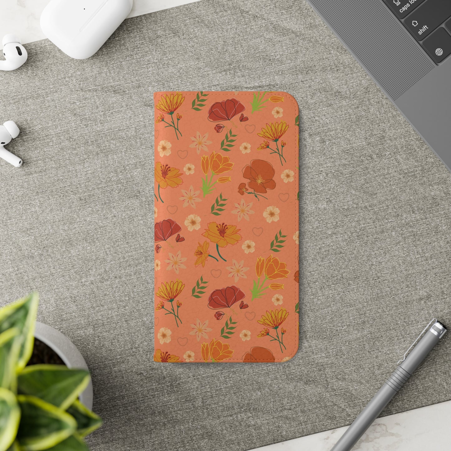 Coral Peach Meadow Flip Phone Case Cover with Pockets - Phone Case - Kristine Celestine