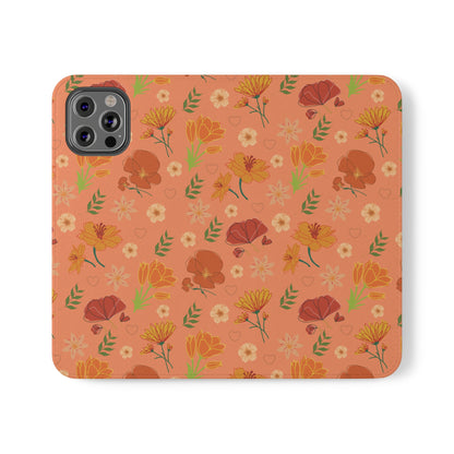 Coral Peach Meadow Flip Phone Case Cover with Pockets - Phone Case - Kristine Celestine