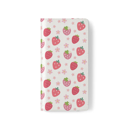 Strawberries and Daisies Flip Phone Case Cover with Pockets - Phone Case - Kristine Celestine