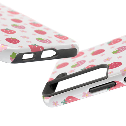 Strawberries and Daisies Tough Phone Case for iPhone and Samsung Galaxy