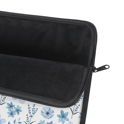 Snowy Blue Flowers Laptop Sleeve Cute Blue Floral Laptop Pouch Winter Laptop Bag Laptop Case Spring Flowers Laptop Protector Cute Tablet Sleeve Pretty Tablet Case Adorable Tablet Pouch