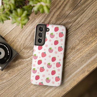 Strawberries and Daisies Tough Phone Case for iPhone and Samsung Galaxy