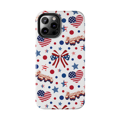 Coque de téléphone robuste America's Sweetheart and Bows pour iPhone et Samsung Galaxy