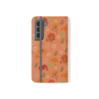 Coral Peach Meadow Flip Phone Case Cover with Pockets - Phone Case - Kristine Celestine