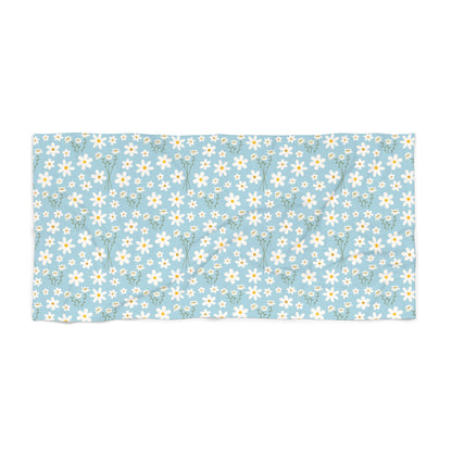 Sky Blue Daisy Beach Towel