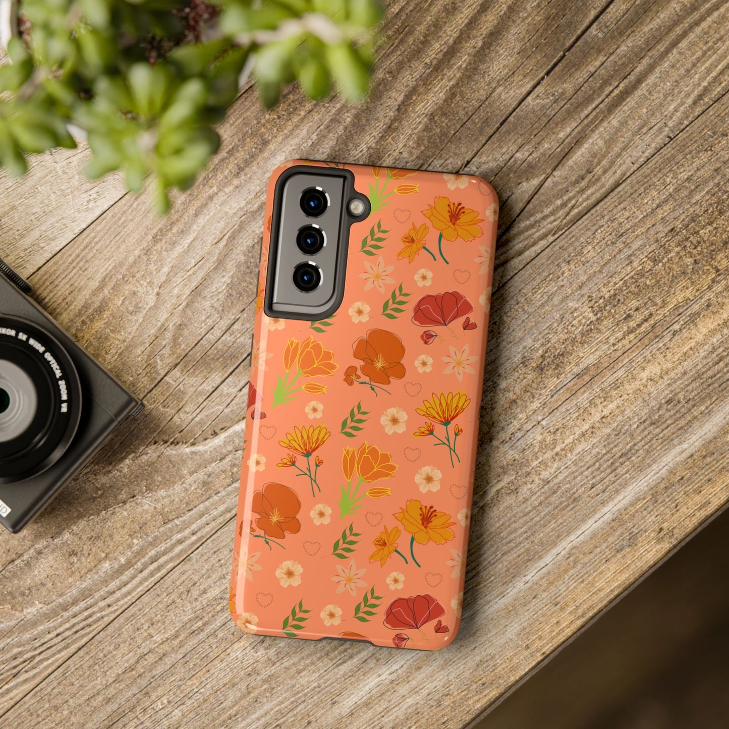 Coque de téléphone résistante Coral Peach Meadow pour iPhone et Samsung Galaxy