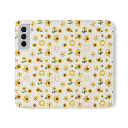 Sunflower Burst Flip Phone Case Cover with Pockets - Phone Case - Kristine Celestine