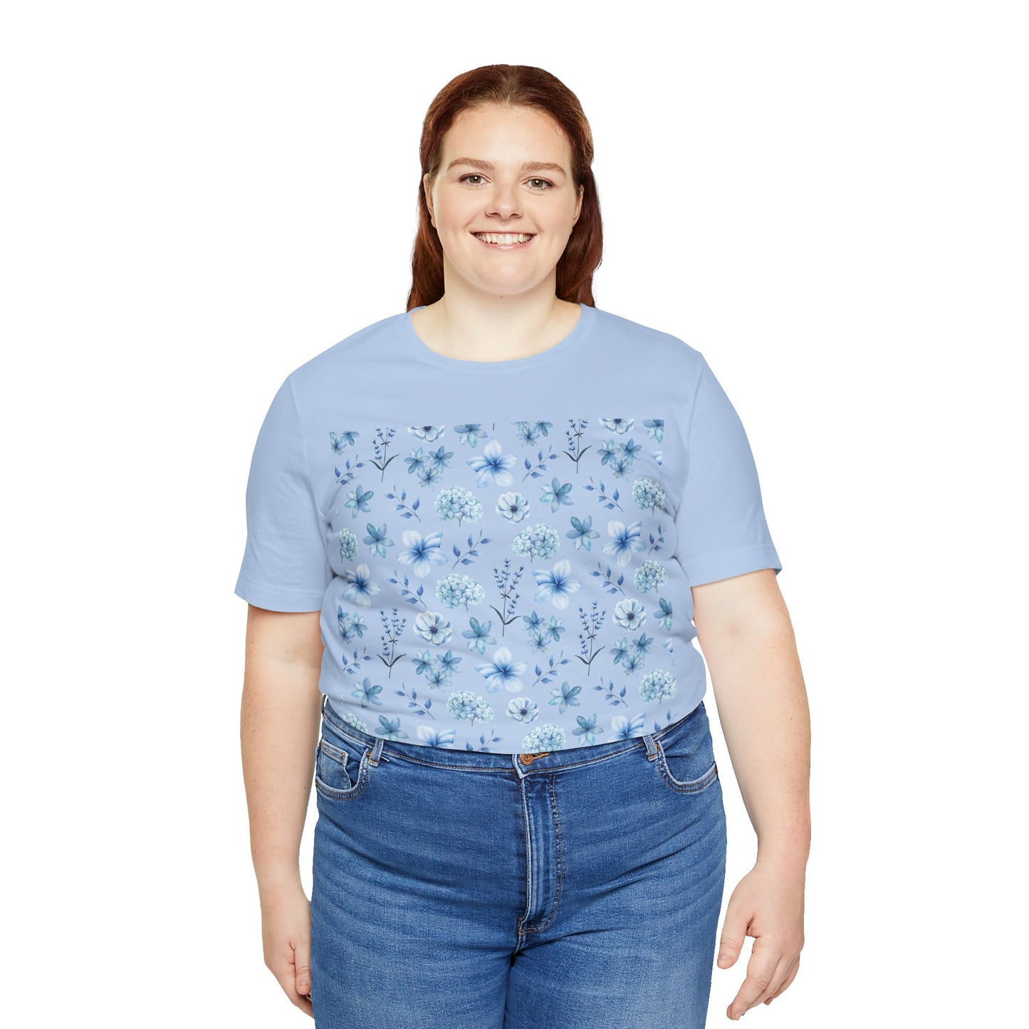 Snowy Blue Flowers Unisex Shirt - T - Shirt - Printify - Kristine Celestine