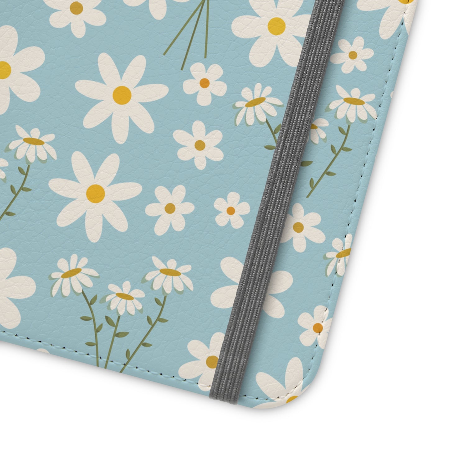 Sky Blue Daisy Flip Phone Case Cover with Pockets - Phone Case - Kristine Celestine