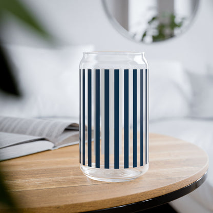 Verre à sipper à rayures bleu marine 16 oz