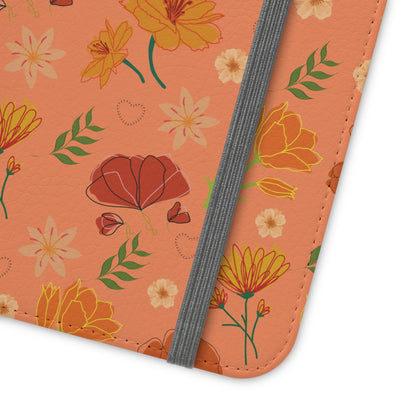 Coral Peach Meadow Flip Phone Case Cover with Pockets - Phone Case - Kristine Celestine