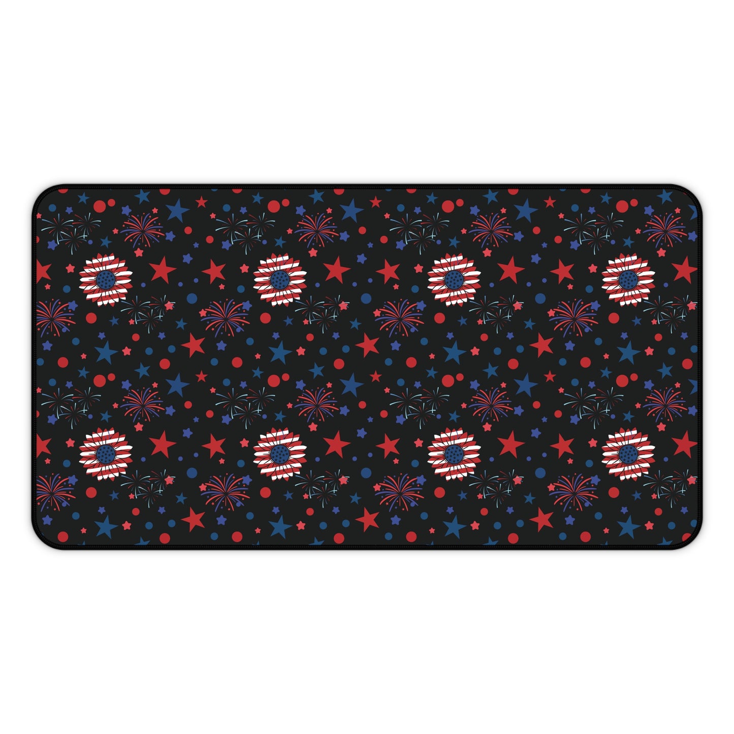 Starry Night America Desk Mat 4th of July Daisy Computer Mat Red White and Blue USA Office Mat