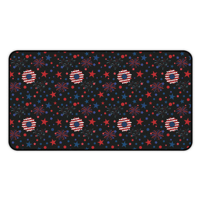 Starry Night America Desk Mat 4th of July Daisy Computer Mat Red White and Blue USA Office Mat