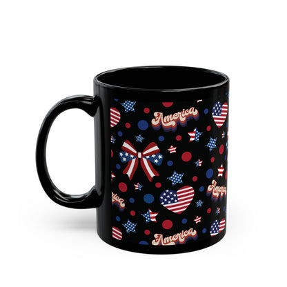 America's Sweetheart and Bows Black Mug Cool Summer Coffee Mug Tea Cup Spring Ceramic Mug