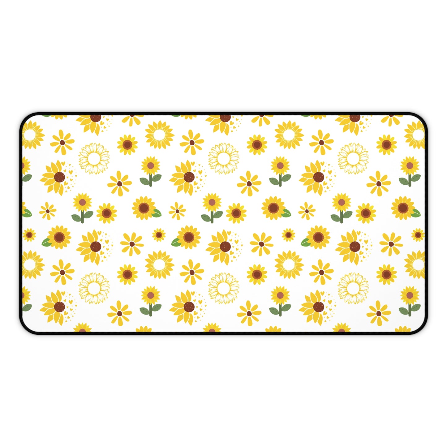 Sunflower Burst Desk Mat Summer Flower Computer Mat Yellow Floral Office Mat