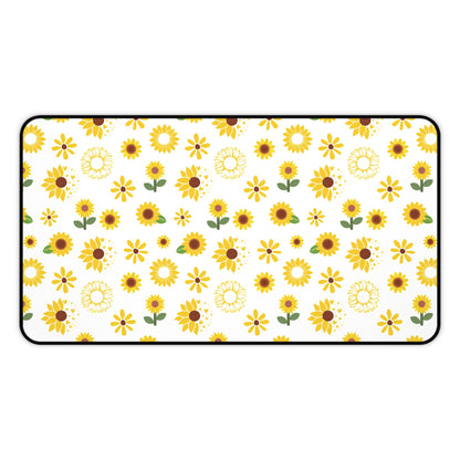 Sunflower Burst Desk Mat Summer Flower Computer Mat Yellow Floral Office Mat