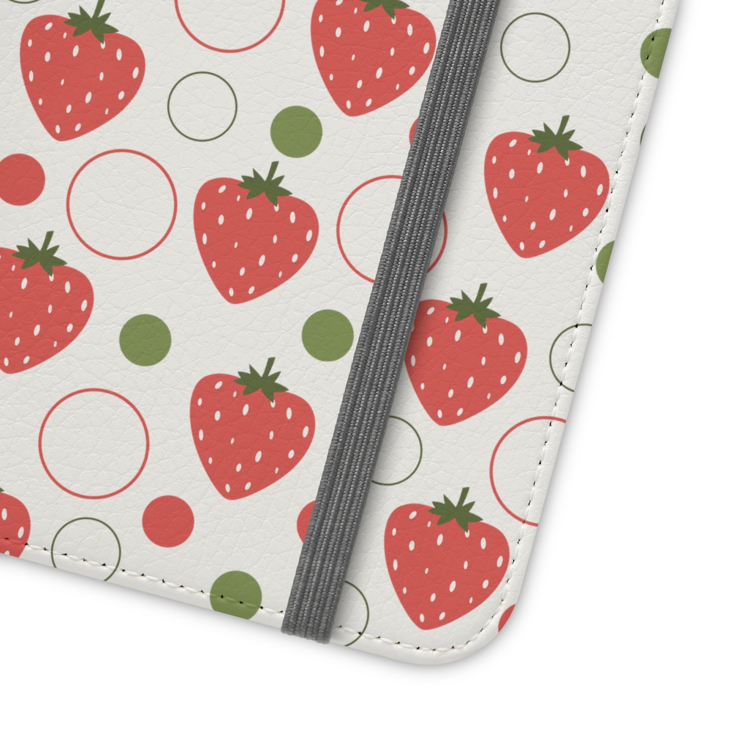 Red Strawberry Bubbles Flip Phone Case Cover with Pockets - Phone Case - Kristine Celestine