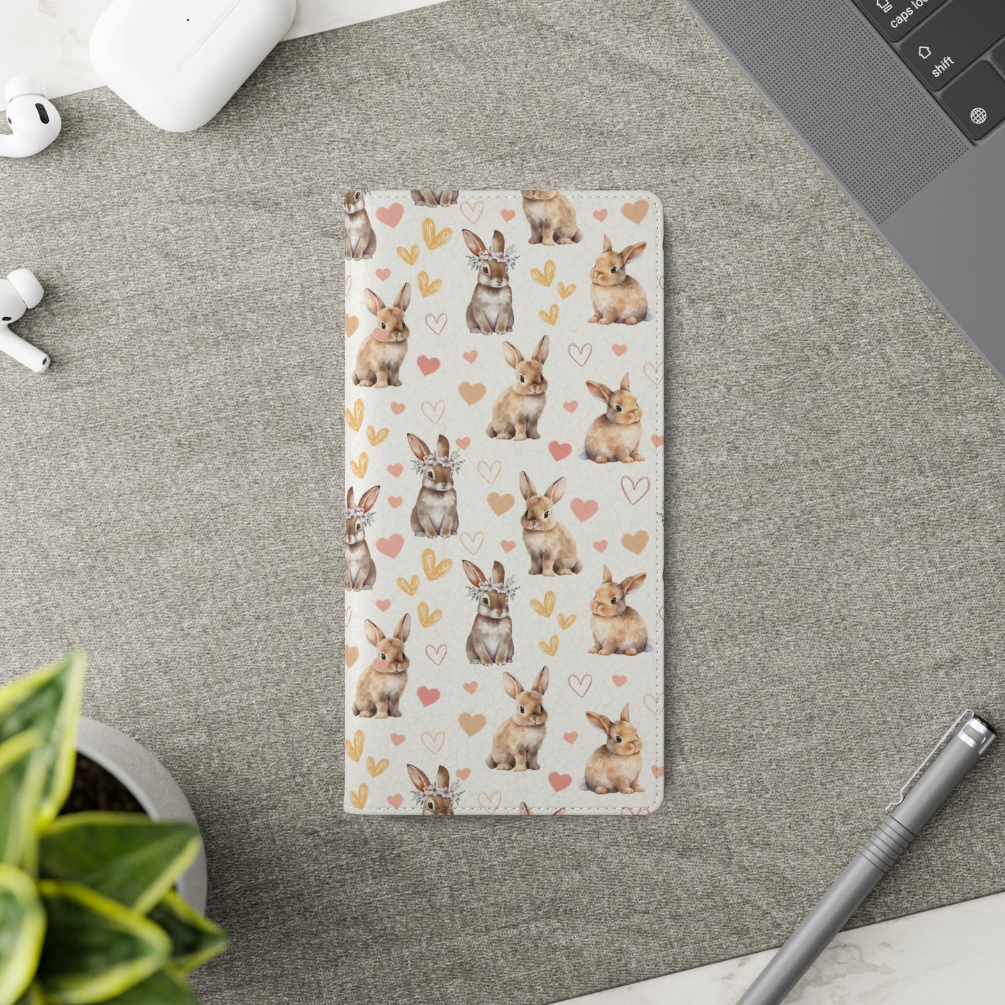 Bunny Love Flip Phone Case Cover with Pockets