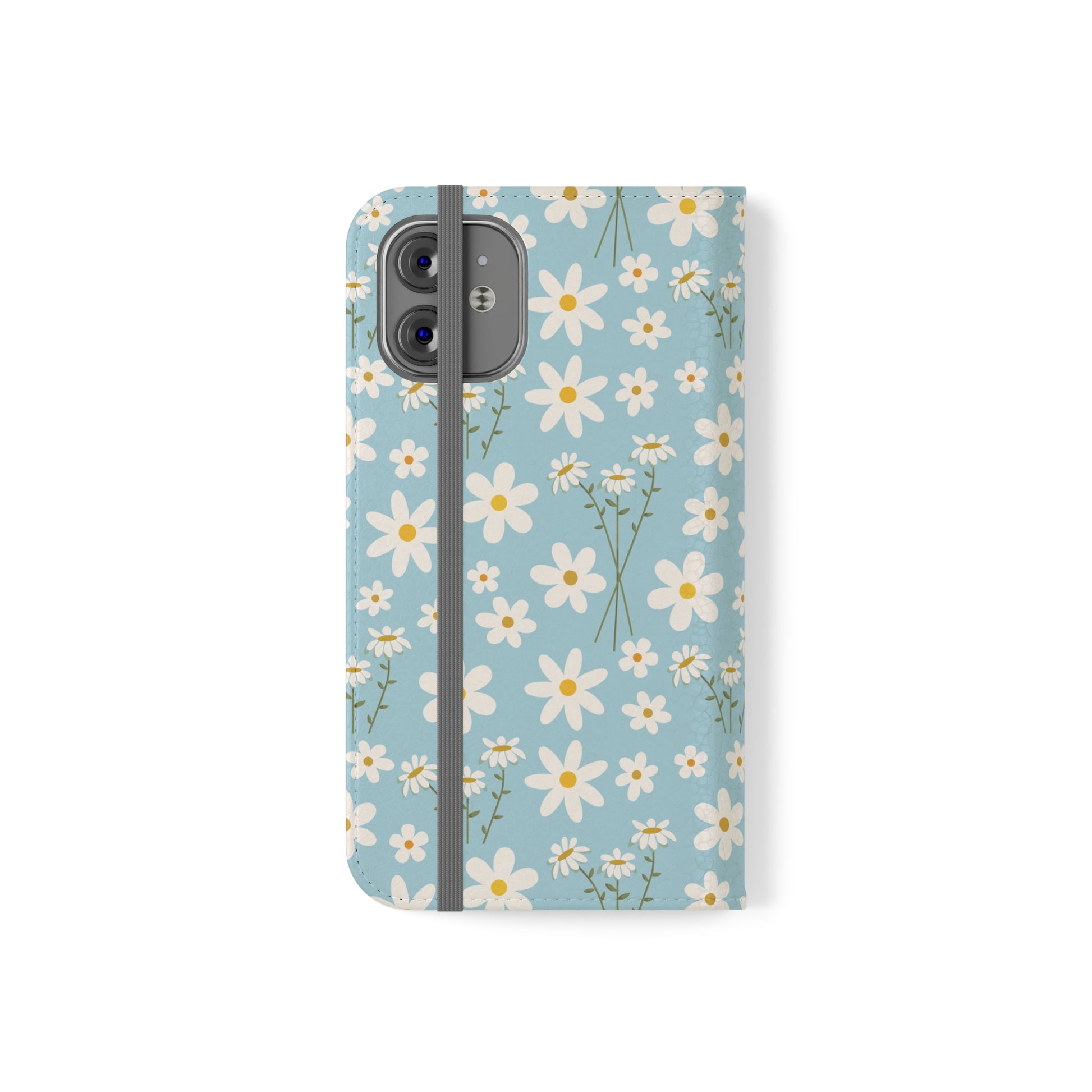 Sky Blue Daisy Flip Phone Case Cover with Pockets - Phone Case - Kristine Celestine