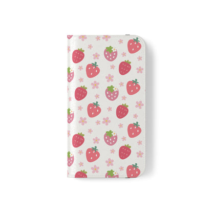 Strawberries and Daisies Flip Phone Case Cover with Pockets - Phone Case - Kristine Celestine