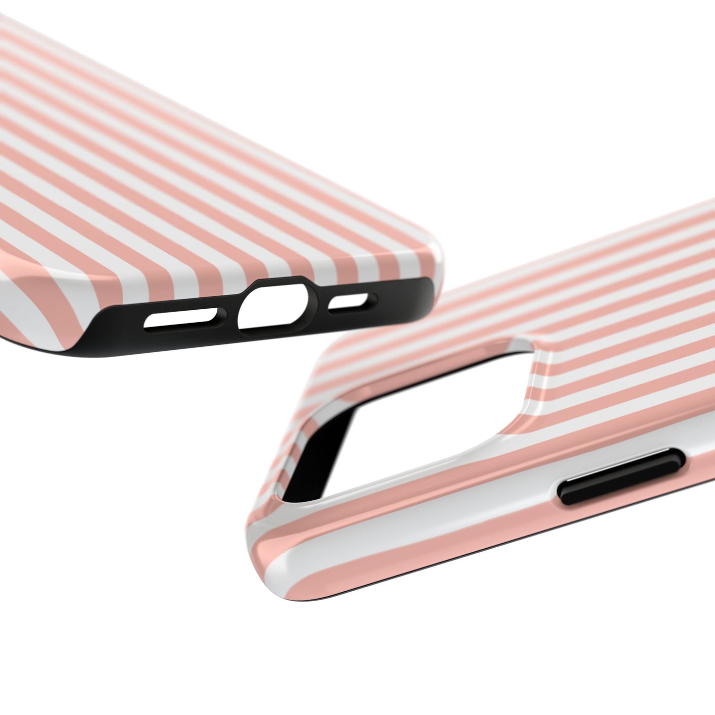 Coral Pink Stripes Tough Phone Case for iPhone and Samsung Galaxy