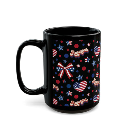 America's Sweetheart and Bows Black Mug Cool Summer Coffee Mug Tea Cup Spring Ceramic Mug