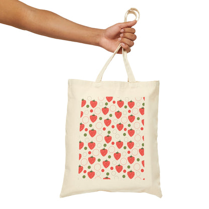 Red Strawberry Bubbles Cotton Canvas Tote Bag - Bags - Kristine Celestine