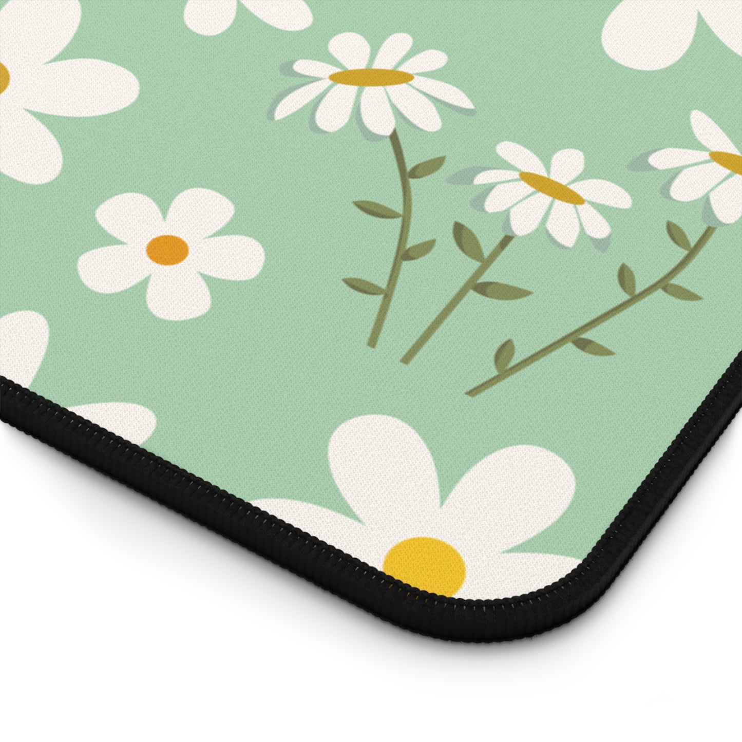 Mint Daisy Delight Desk Mat Floral Spring Sage Green Computer Mat Pistachio Green Daisies Office Mat