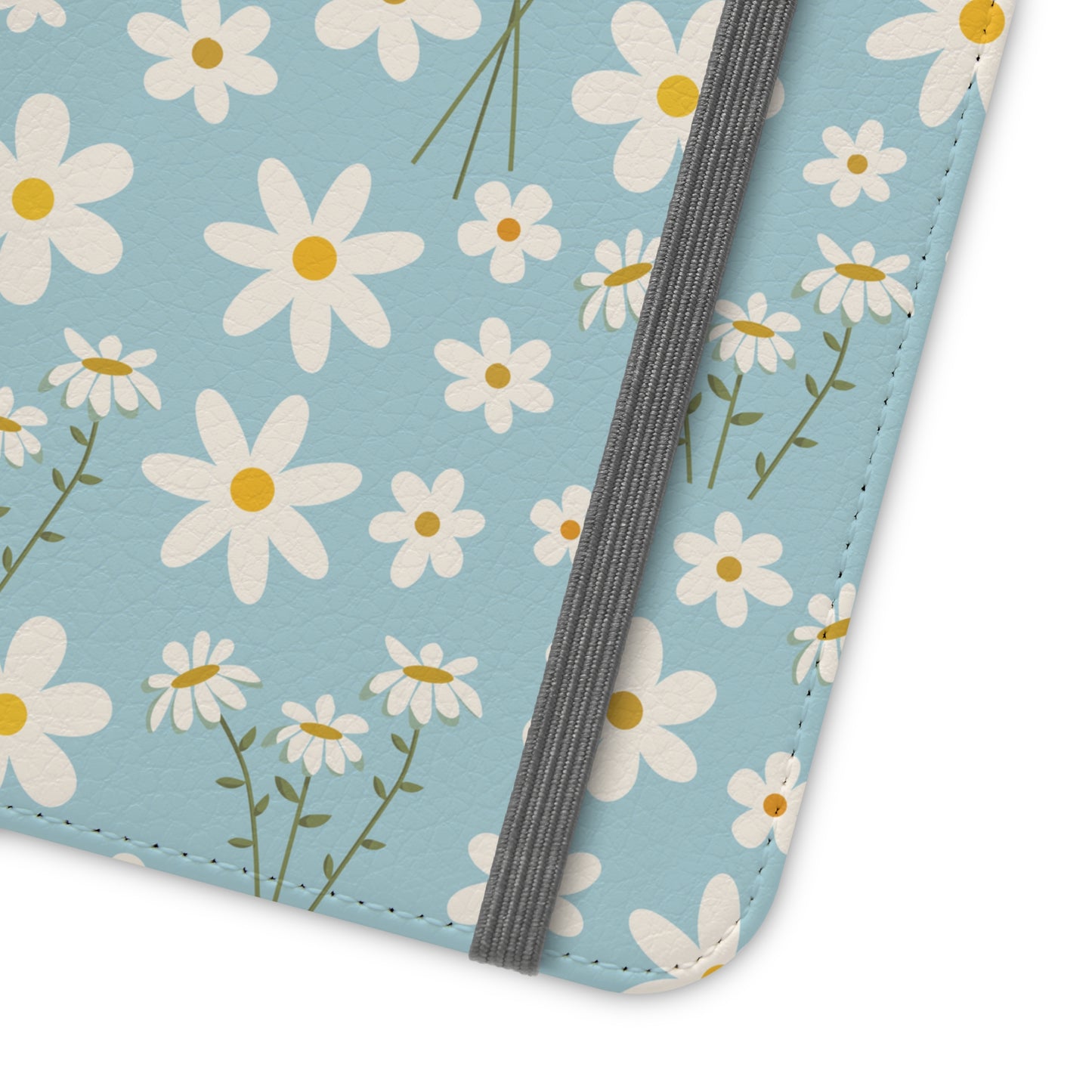 Sky Blue Daisy Flip Phone Case Cover with Pockets - Phone Case - Kristine Celestine