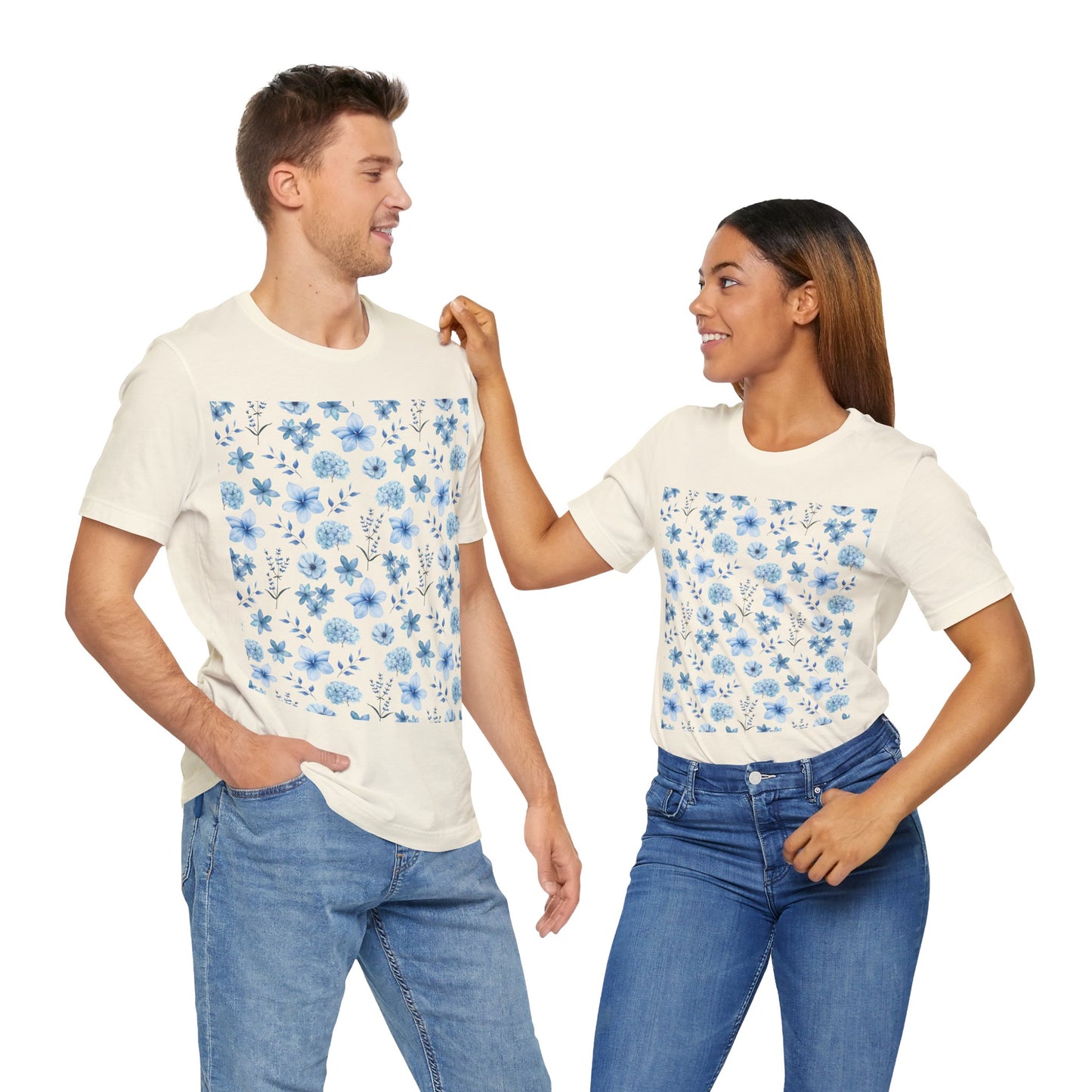 Snowy Blue Flowers Unisex Shirt - T - Shirt - Printify - Kristine Celestine