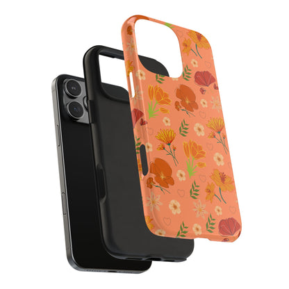 Coque de téléphone résistante Coral Peach Meadow pour iPhone et Samsung Galaxy