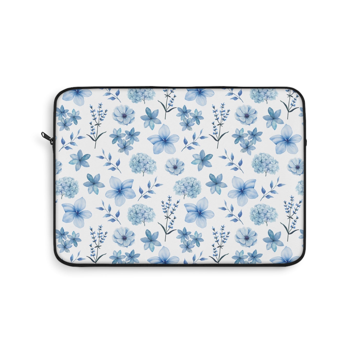 Snowy Blue Flowers Laptop Sleeve Cute Blue Floral Laptop Pouch Winter Laptop Bag Laptop Case Spring Flowers Laptop Protector Cute Tablet Sleeve Pretty Tablet Case Adorable Tablet Pouch