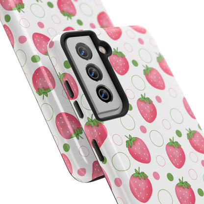 Pink Strawberry Bubbles Tough Phone Case for iPhone and Samsung Galaxy